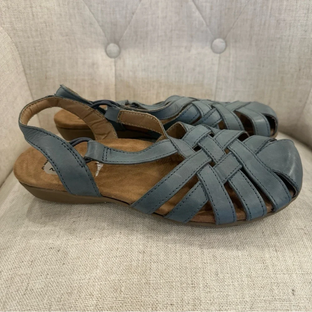 Earth Origins Berri Sandals Women's 6.5 Blue Sling Back Hippie Comfort Bohemian